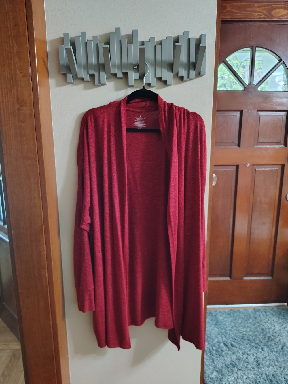 Cuddl Duds Open-Front Cardigan Sweater - Red